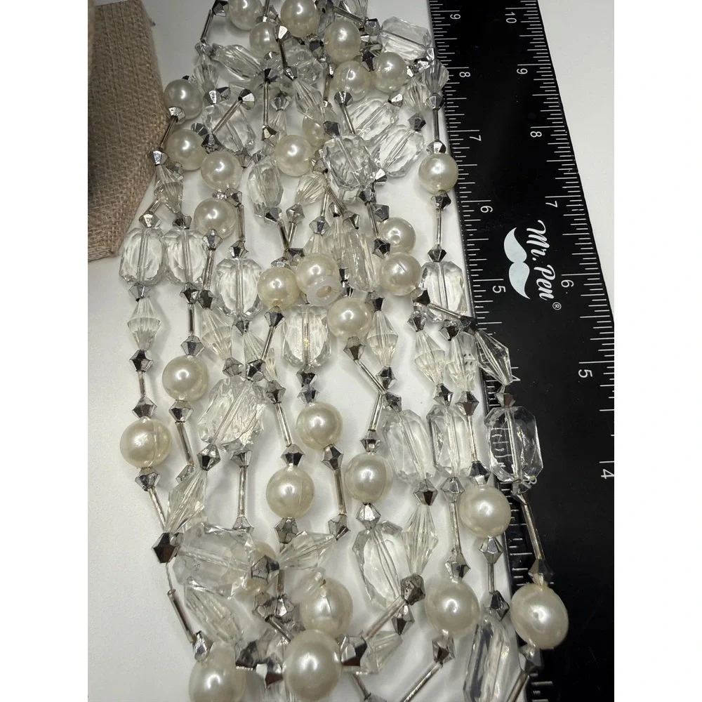 Vintage Faux Pearl and Clear Faceted Bead‎ Strand for Jewelry Making 52 Inch